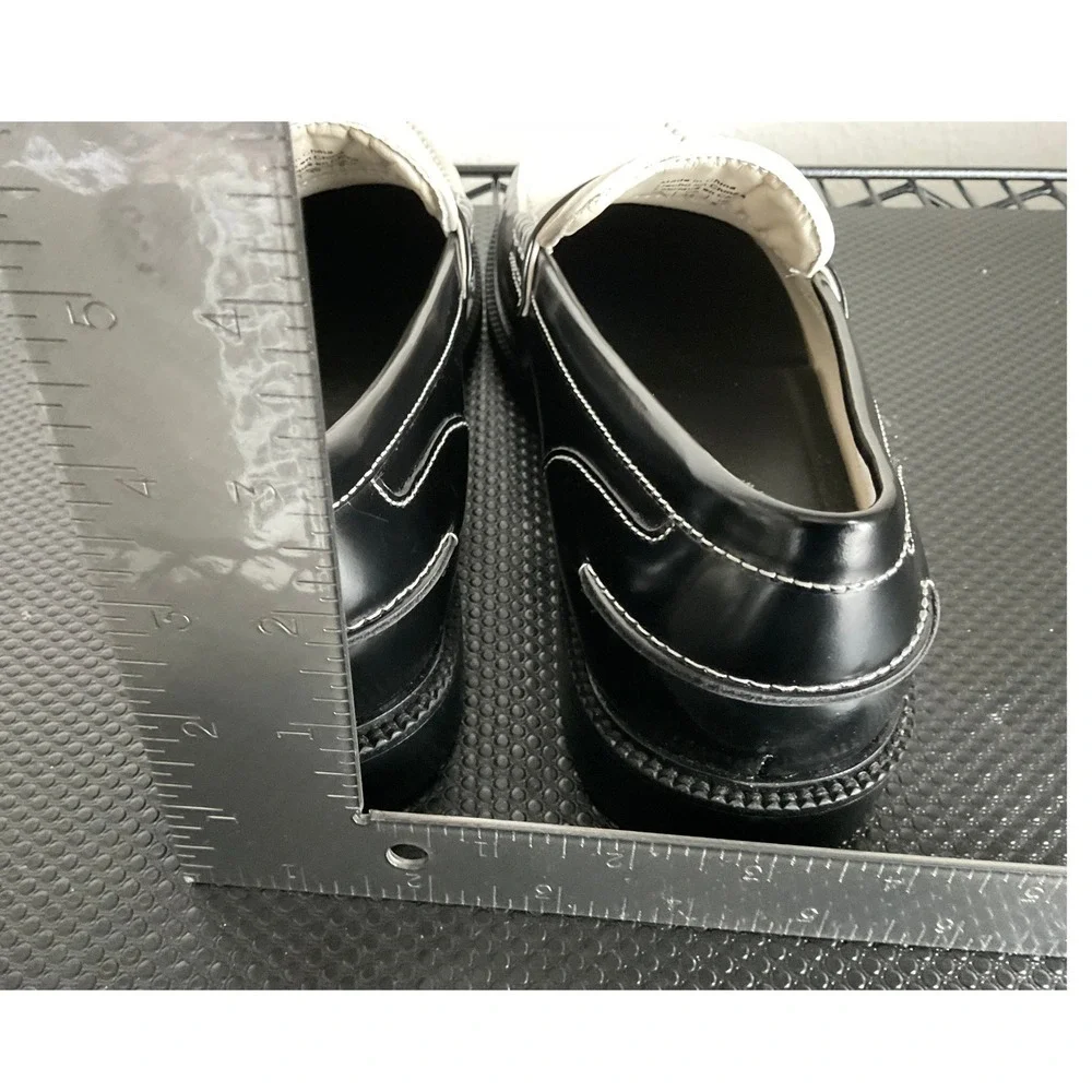 Aldo Buckley Mens Black White Leather Penny Loafers Pillow Walk Flex Size 7.5